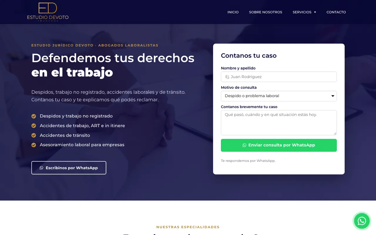 Home del sitio de Estudio Devoto